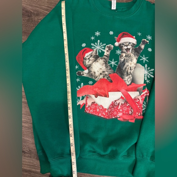 Green Christmas Cat Sweatshirt - Picture 2 of 4